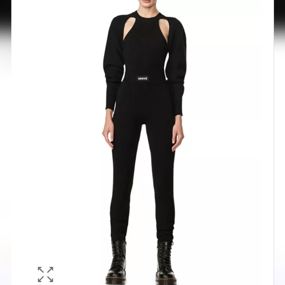 Herve Leger Black Cutout Jumpsuit